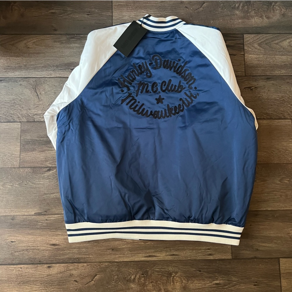 Harley Davidson Men's Club Crew Bomber Varsity Jacket Blue Size XXL - Picture 6 of 8